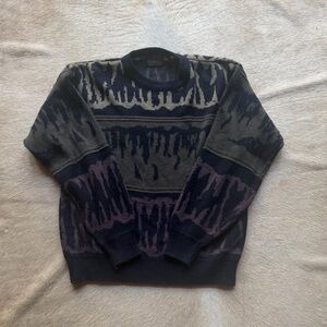 Men's Patterned Sweater - Green, Purple, and Gray